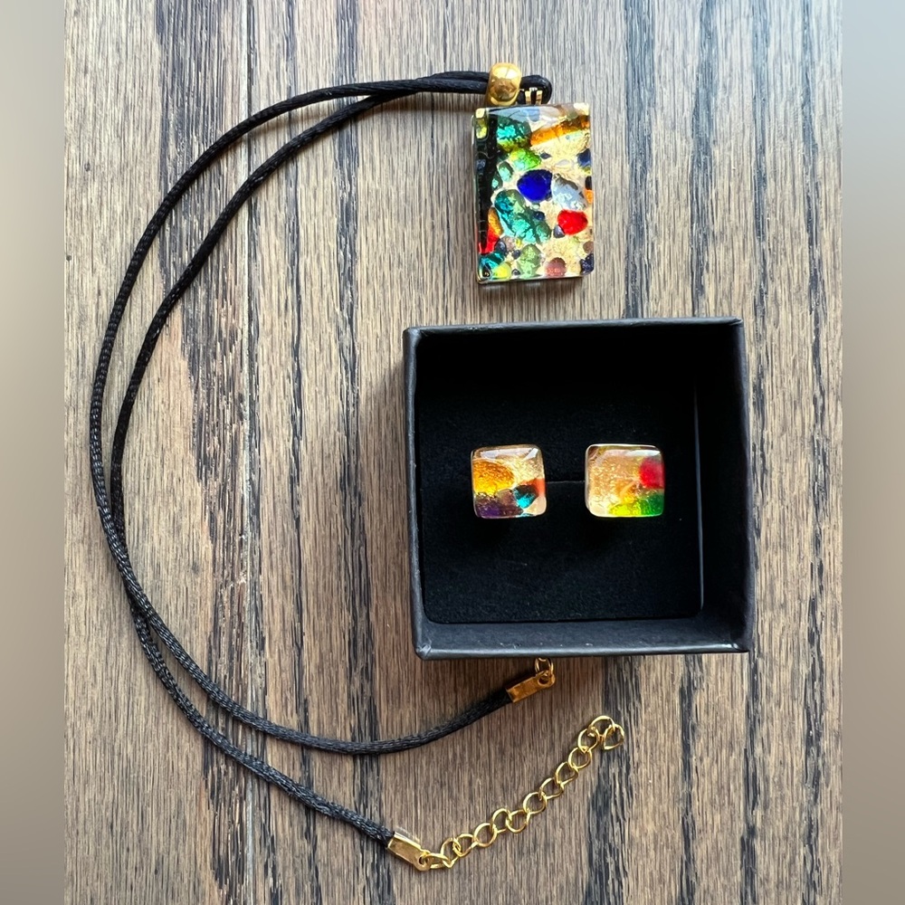 Italian Murano Glass Necklace & Earring Set